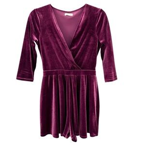 Silence + Noise Velvet Wrap Front Romper